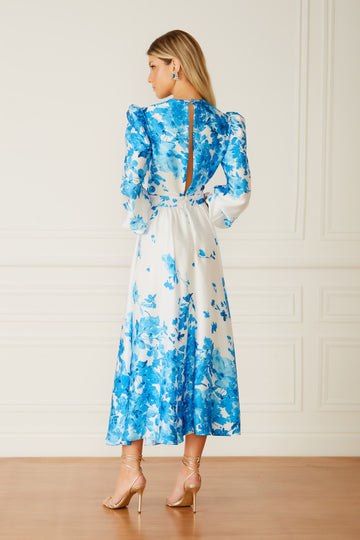 FABULOUS AGILITÀ - Vestido Midi Francisca Blue Flower - Inverno 22